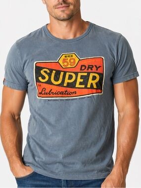 Superdry Black Label Japan Vintage Tee Shirt Men’s Large Blue Orange